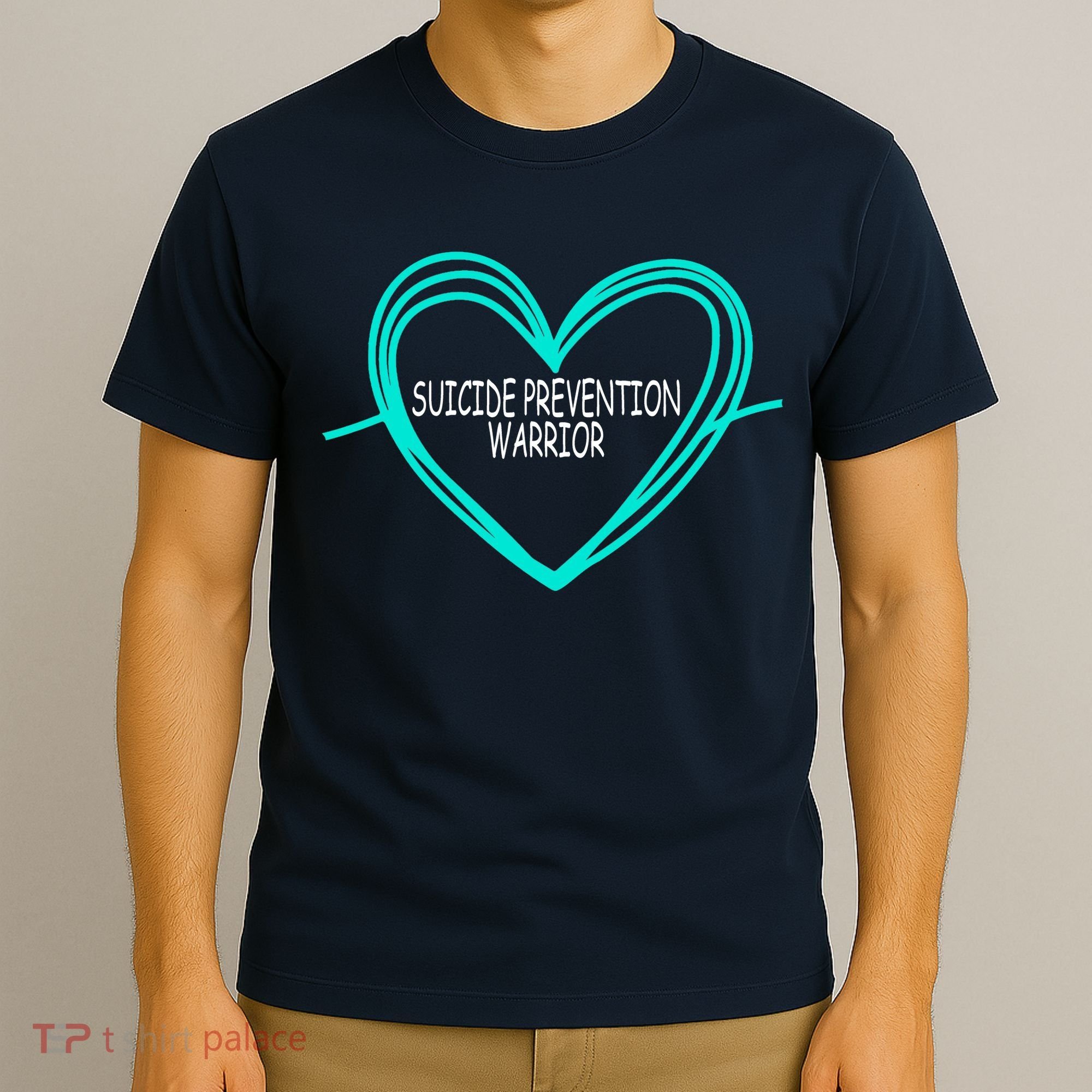 Suicide Prevention Warrior Teal Ribbon Heart T-Shirt