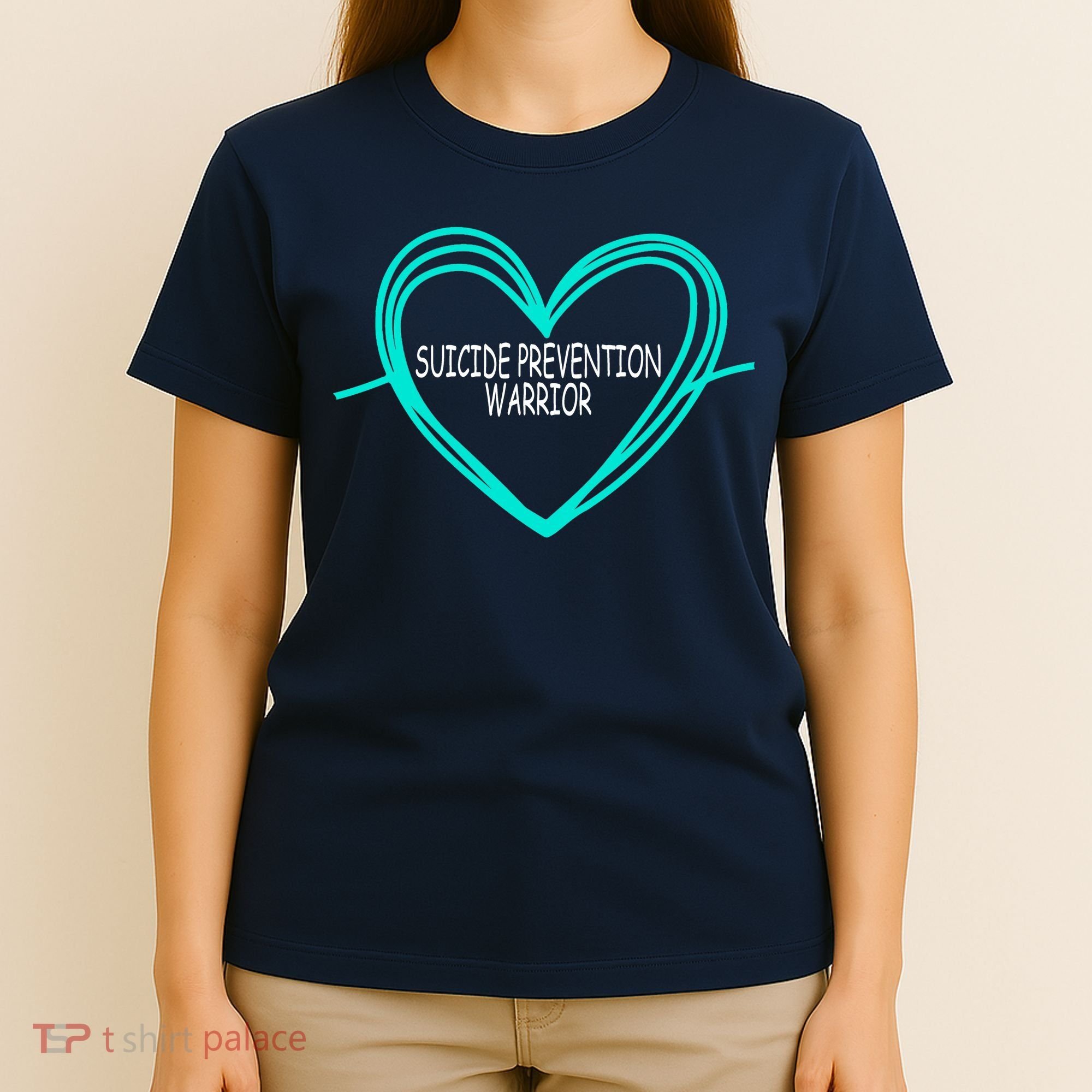 Suicide Prevention Warrior Teal Ribbon Heart T-Shirt