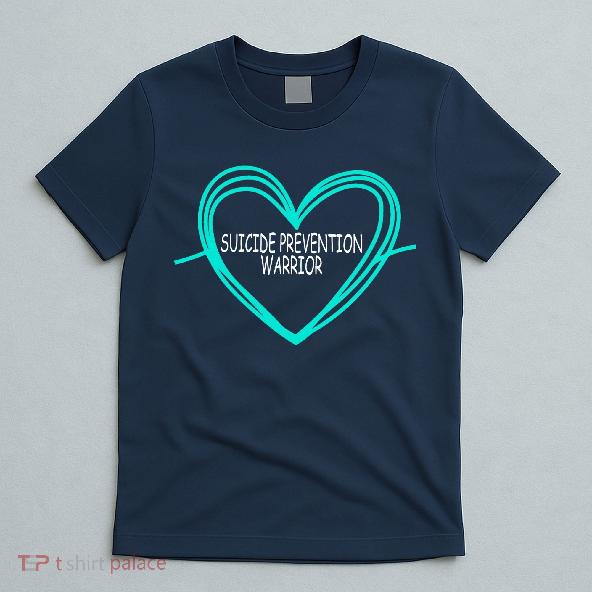 Suicide Prevention Warrior Teal Ribbon Heart T-Shirt