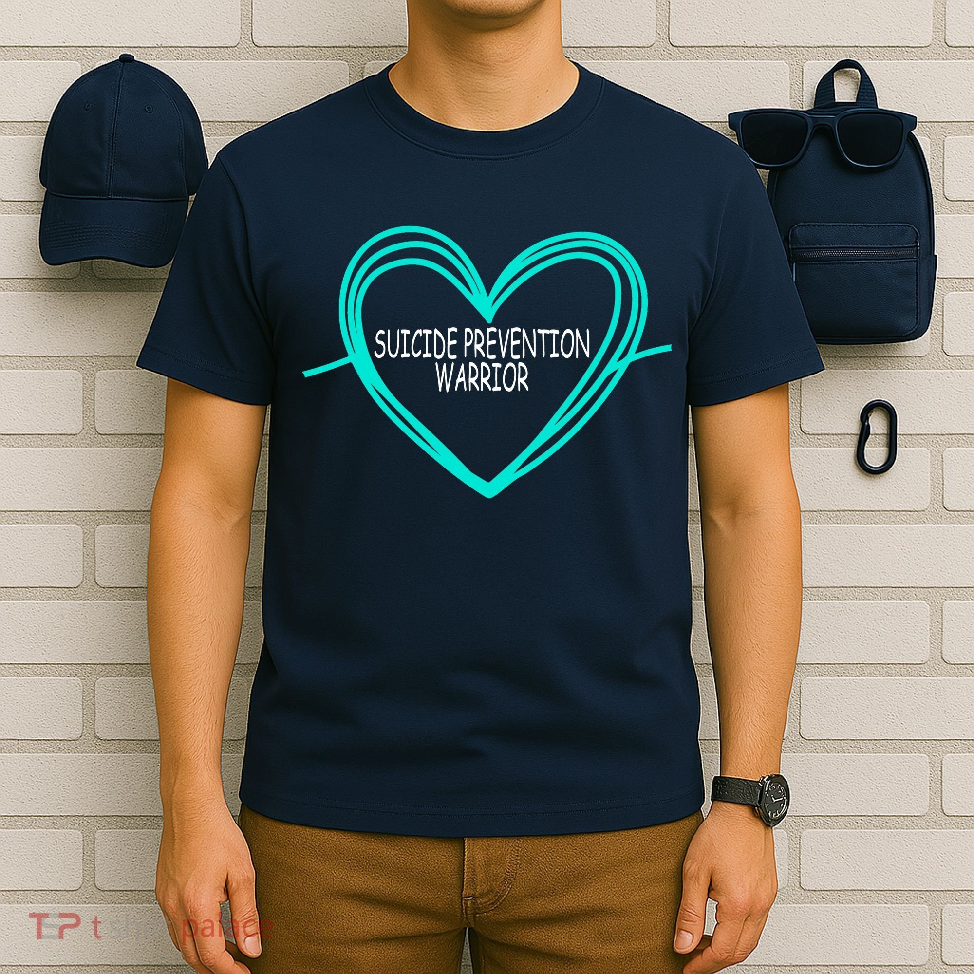 Suicide Prevention Warrior Teal Ribbon Heart T-Shirt