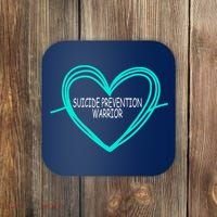 Suicide Prevention Warrior Teal Ribbon Heart Coaster thumb 0