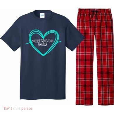 Suicide Prevention Warrior Teal Ribbon Heart Pajama Set