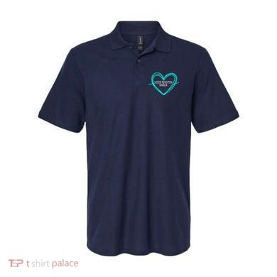 Suicide Prevention Warrior Teal Ribbon Heart Polo