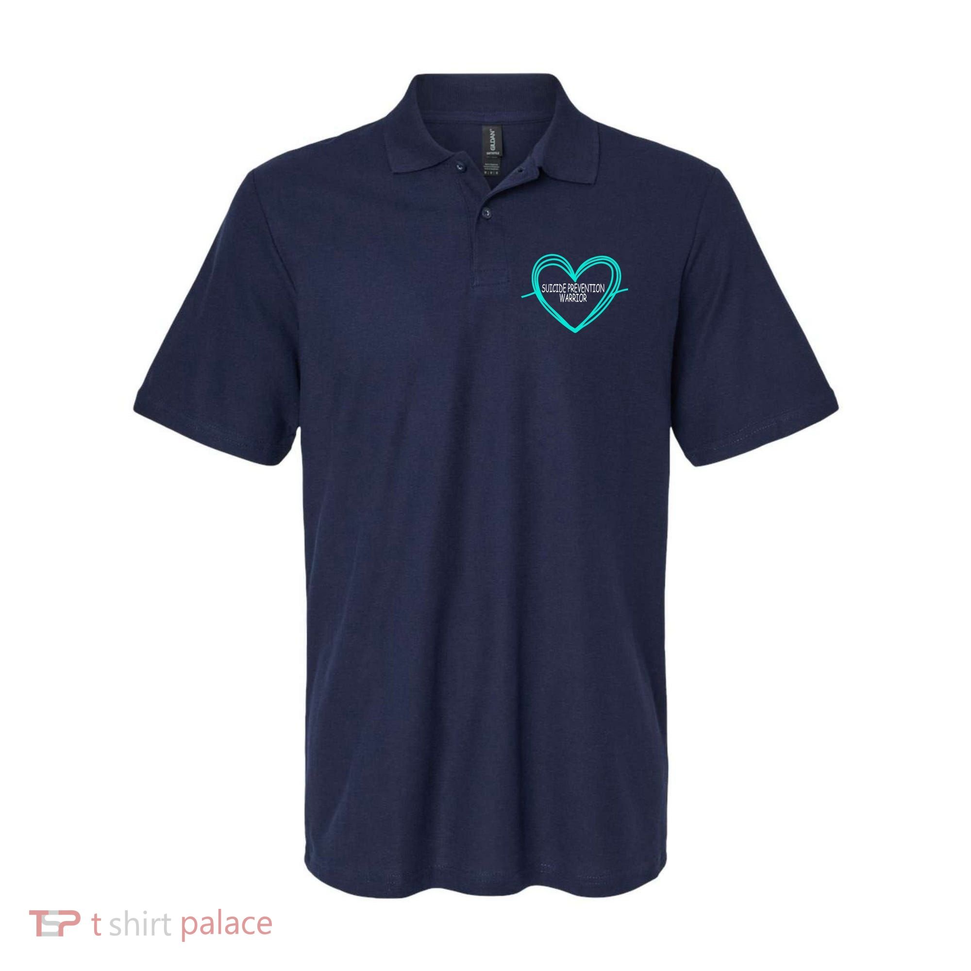 Suicide Prevention Warrior Teal Ribbon Heart Polo