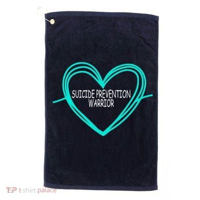 Suicide Prevention Warrior Teal Ribbon Heart Golf Towel