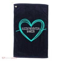 Suicide Prevention Warrior Teal Ribbon Heart Golf Towel thumb 0
