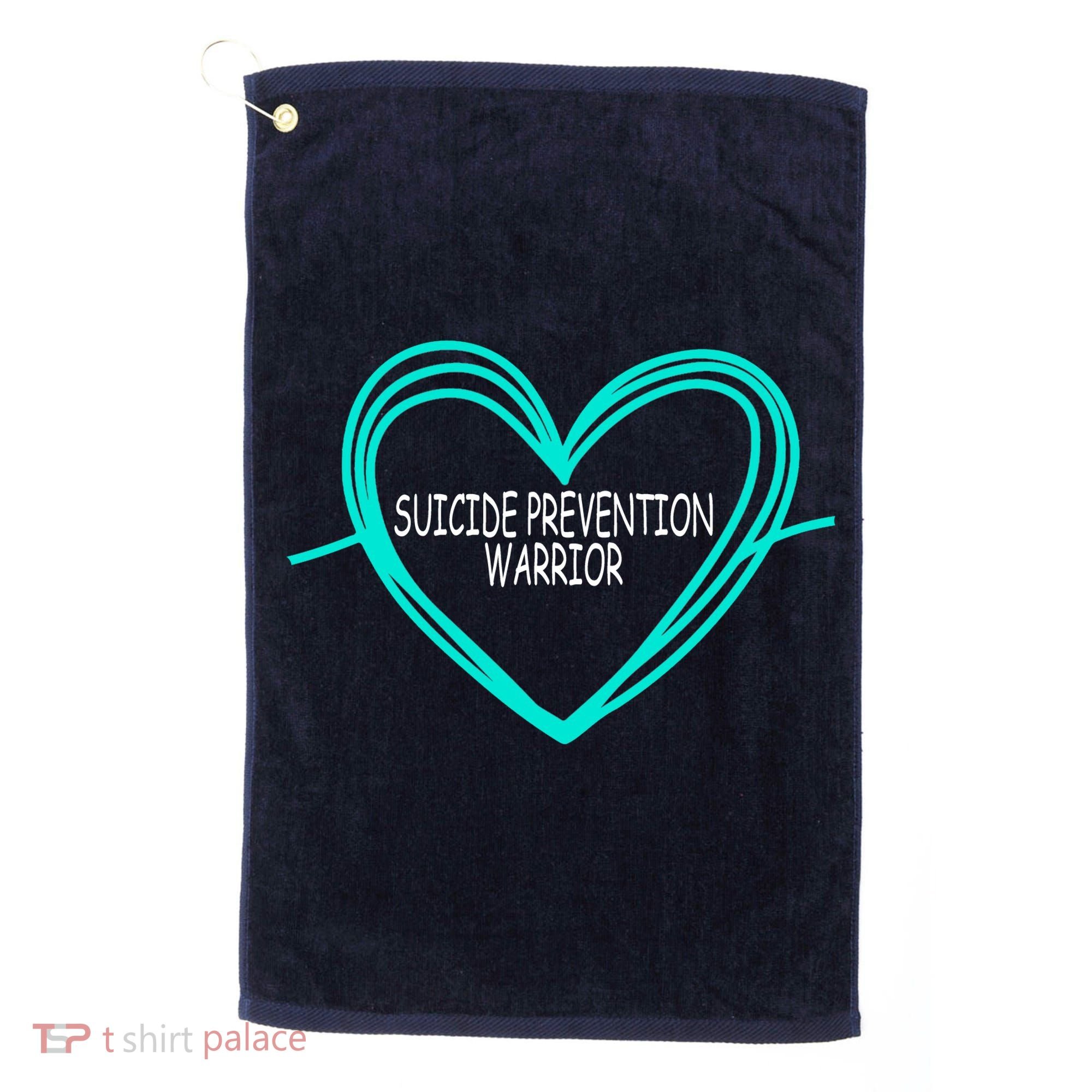 Suicide Prevention Warrior Teal Ribbon Heart Golf Towel