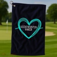Suicide Prevention Warrior Teal Ribbon Heart Golf Towel thumb 1