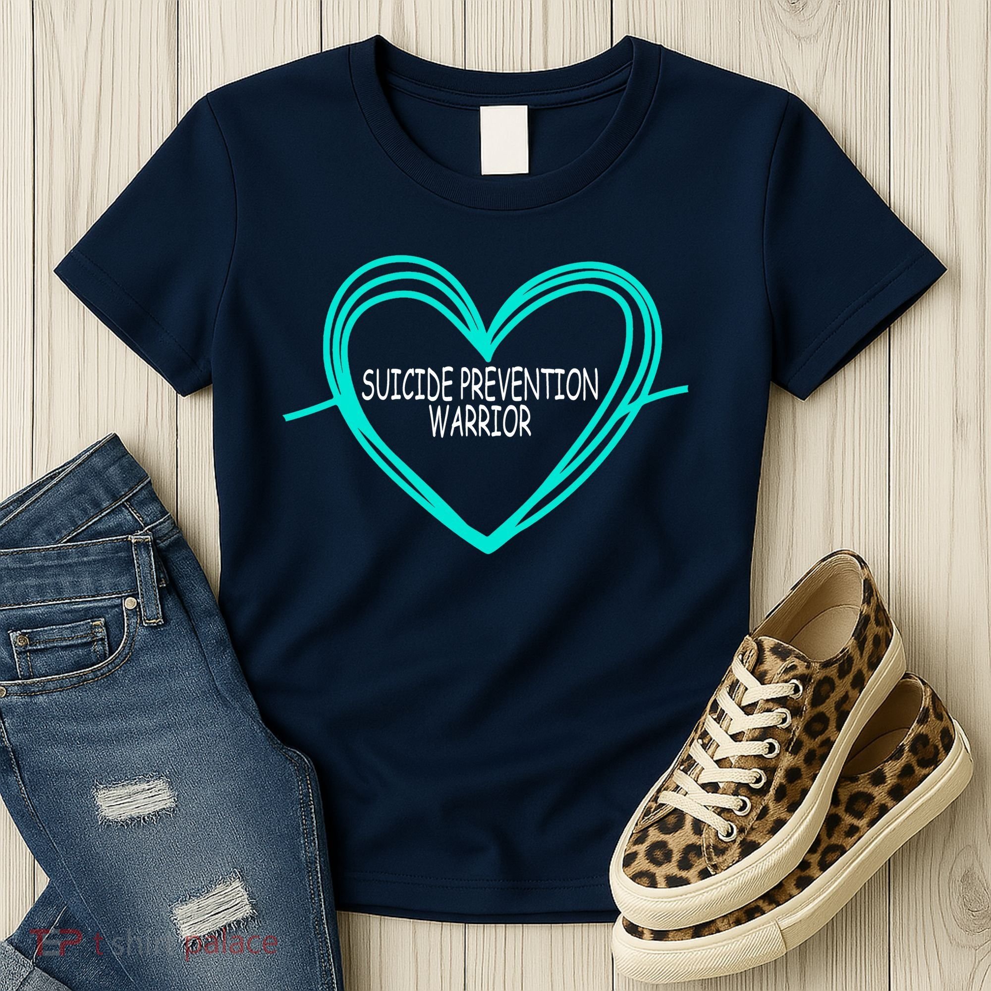 Suicide Prevention Warrior Teal Ribbon Heart Women's T-Shirt
