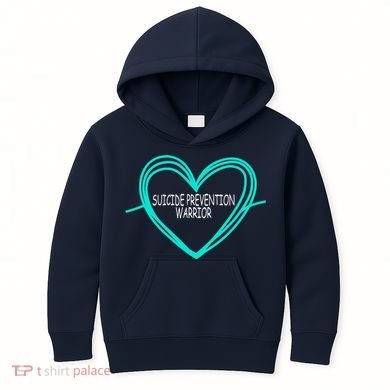 Suicide Prevention Warrior Teal Ribbon Heart Kids Hoodie