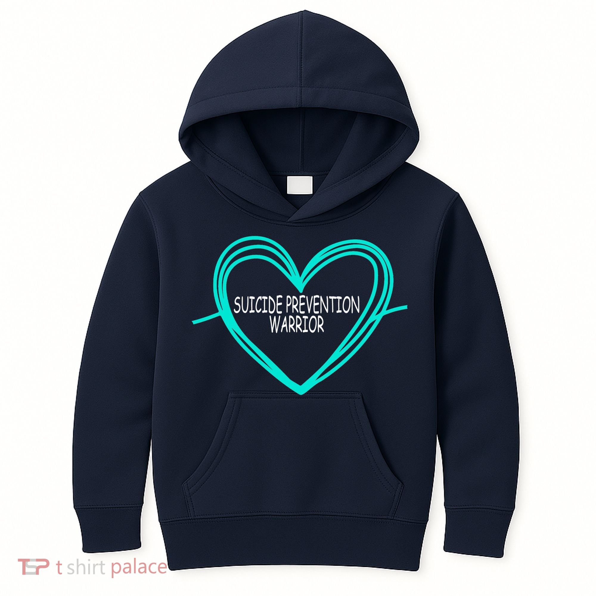 Suicide Prevention Warrior Teal Ribbon Heart Kids Hoodie