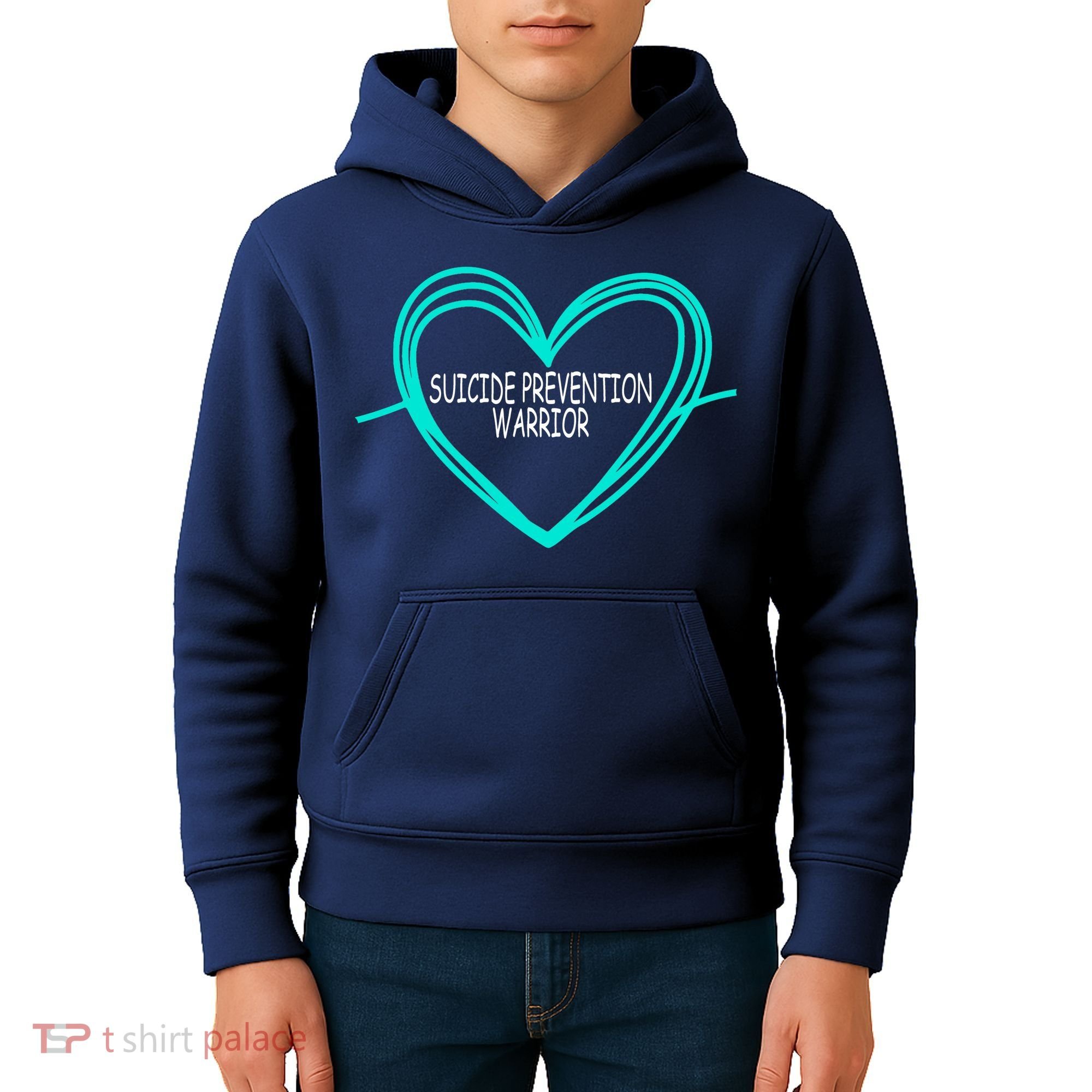 Suicide Prevention Warrior Teal Ribbon Heart Kids Hoodie