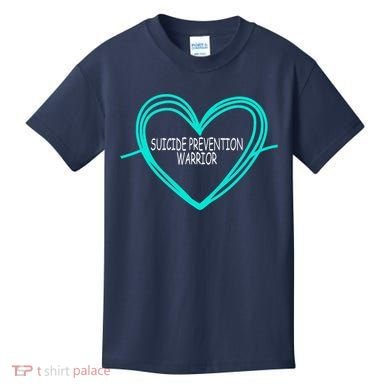 Suicide Prevention Warrior Teal Ribbon Heart Kids T-Shirt