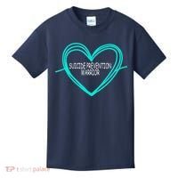 Suicide Prevention Warrior Teal Ribbon Heart Kids T-Shirt thumb 0