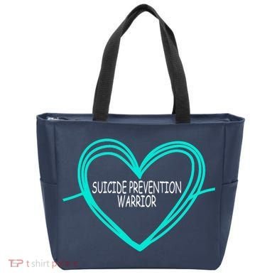 Suicide Prevention Warrior Teal Ribbon Heart Tote Bag