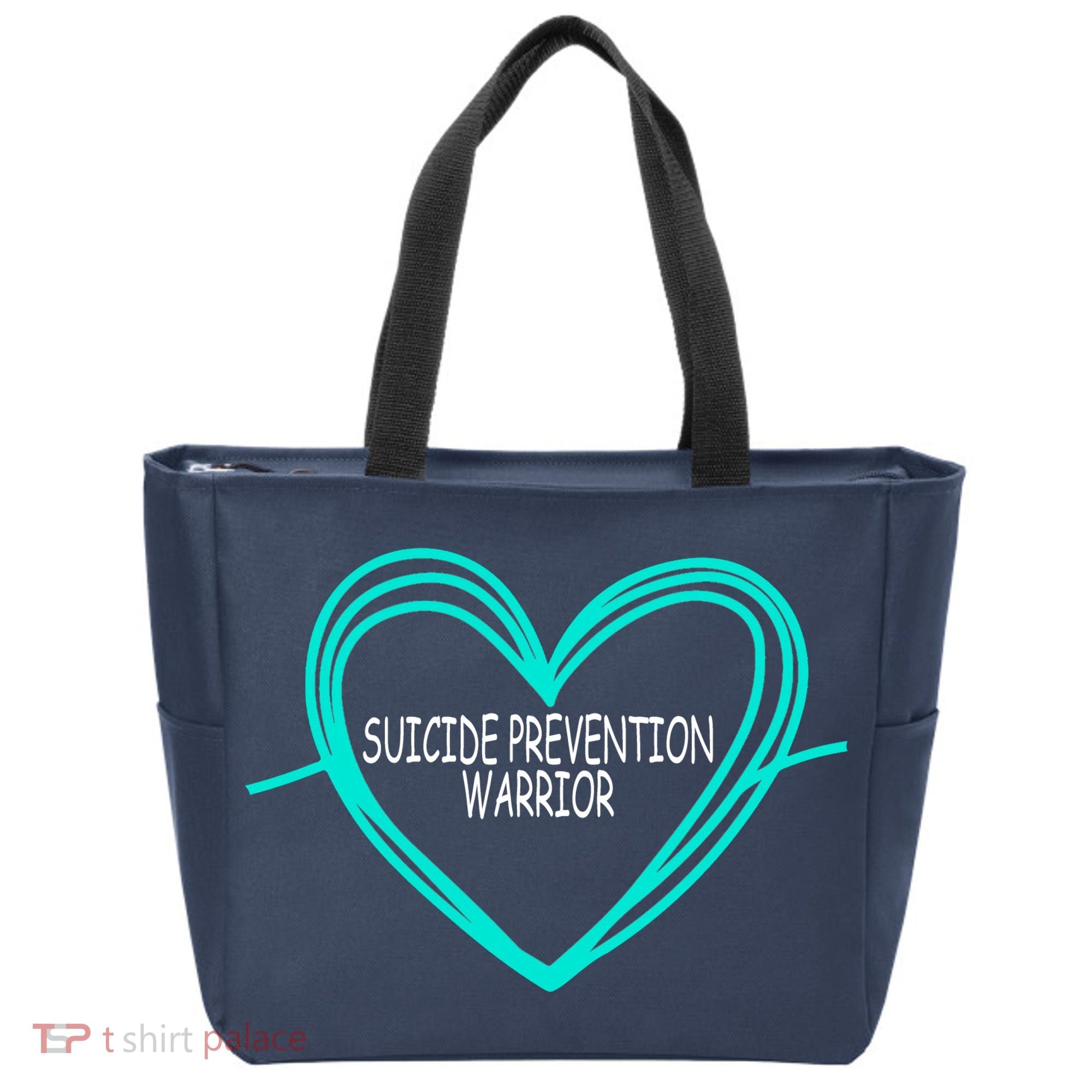 Suicide Prevention Warrior Teal Ribbon Heart Tote Bag