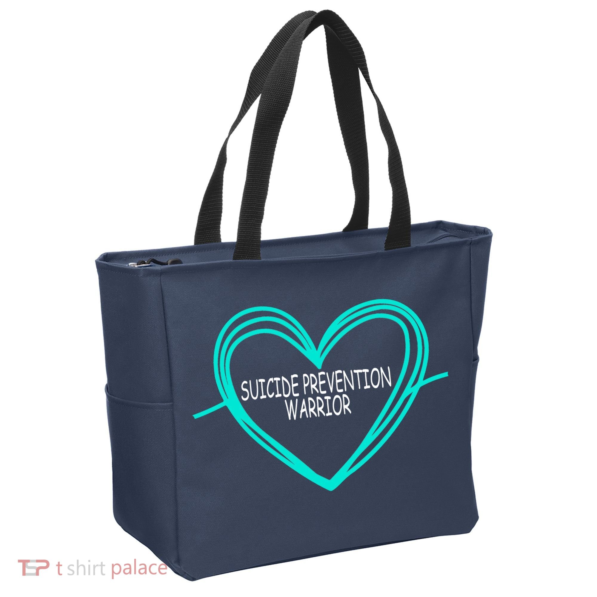 Suicide Prevention Warrior Teal Ribbon Heart Tote Bag