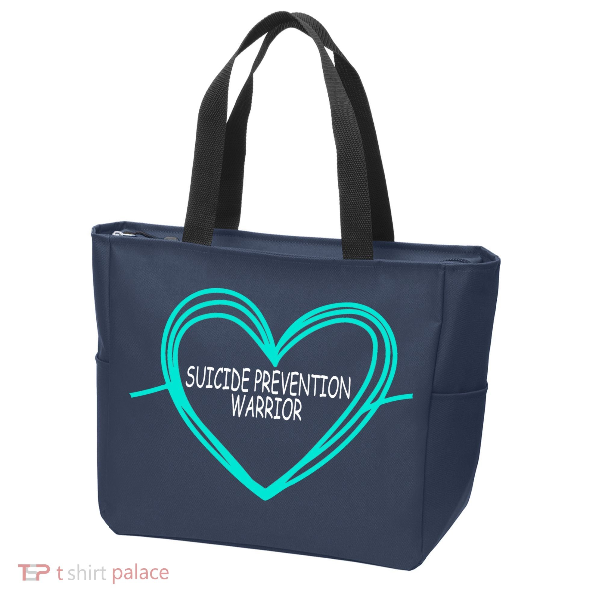 Suicide Prevention Warrior Teal Ribbon Heart Tote Bag