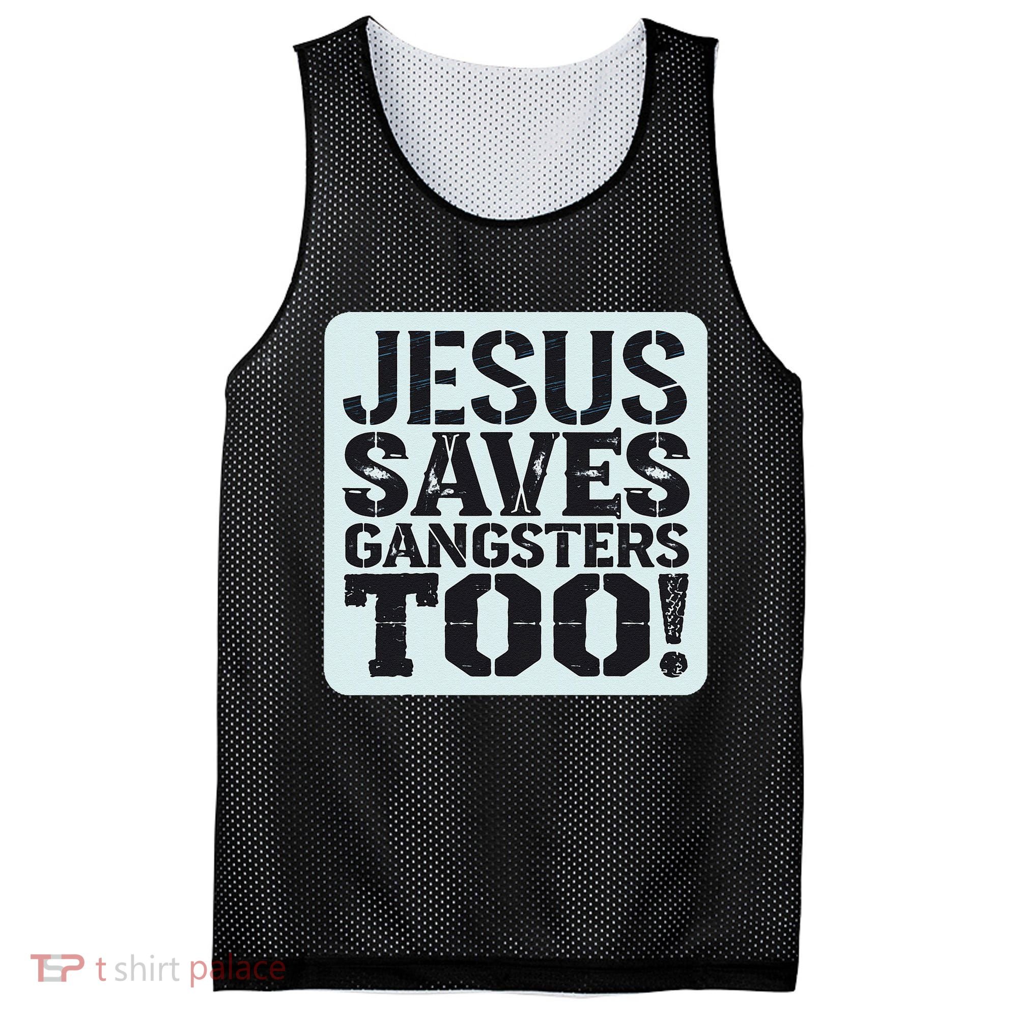 Squabble Up Jesus Saves Gangsters Too! Mesh Reversible Basketball Jersey Tank