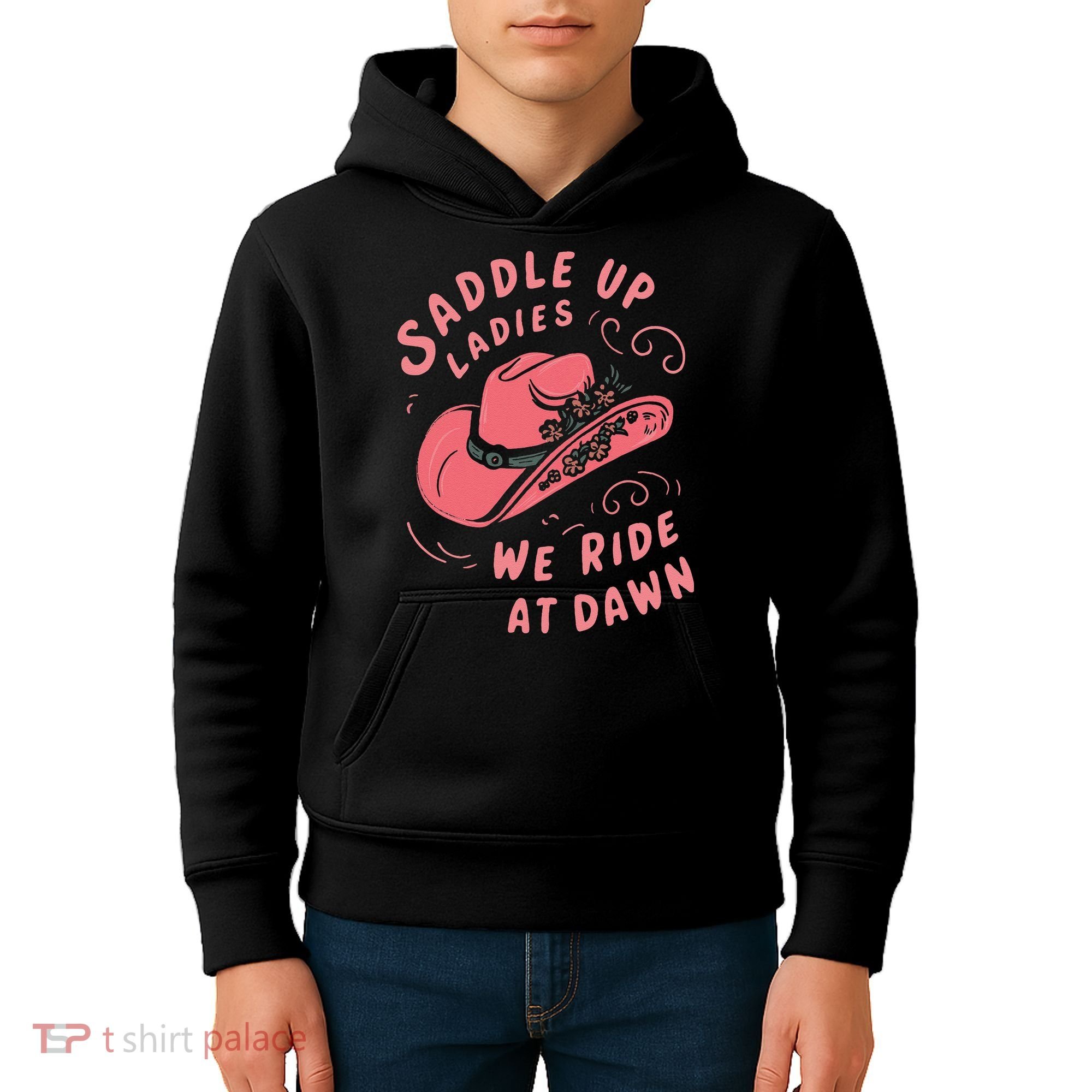 Saddle Up Ladies We Ride At Dawn Kids Hoodie