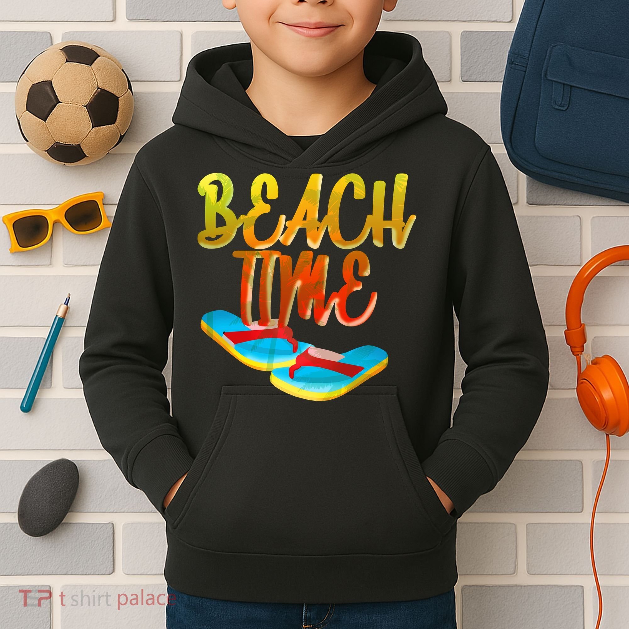 Summer Beach Time Kids Hoodie
