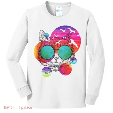 Summer Cat Kids Long Sleeve Shirt