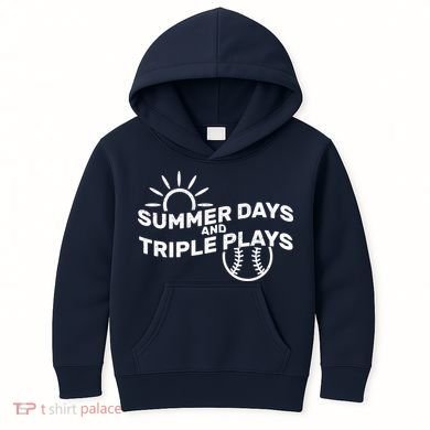 Summer Days And Triple Plays Kids Hoodie