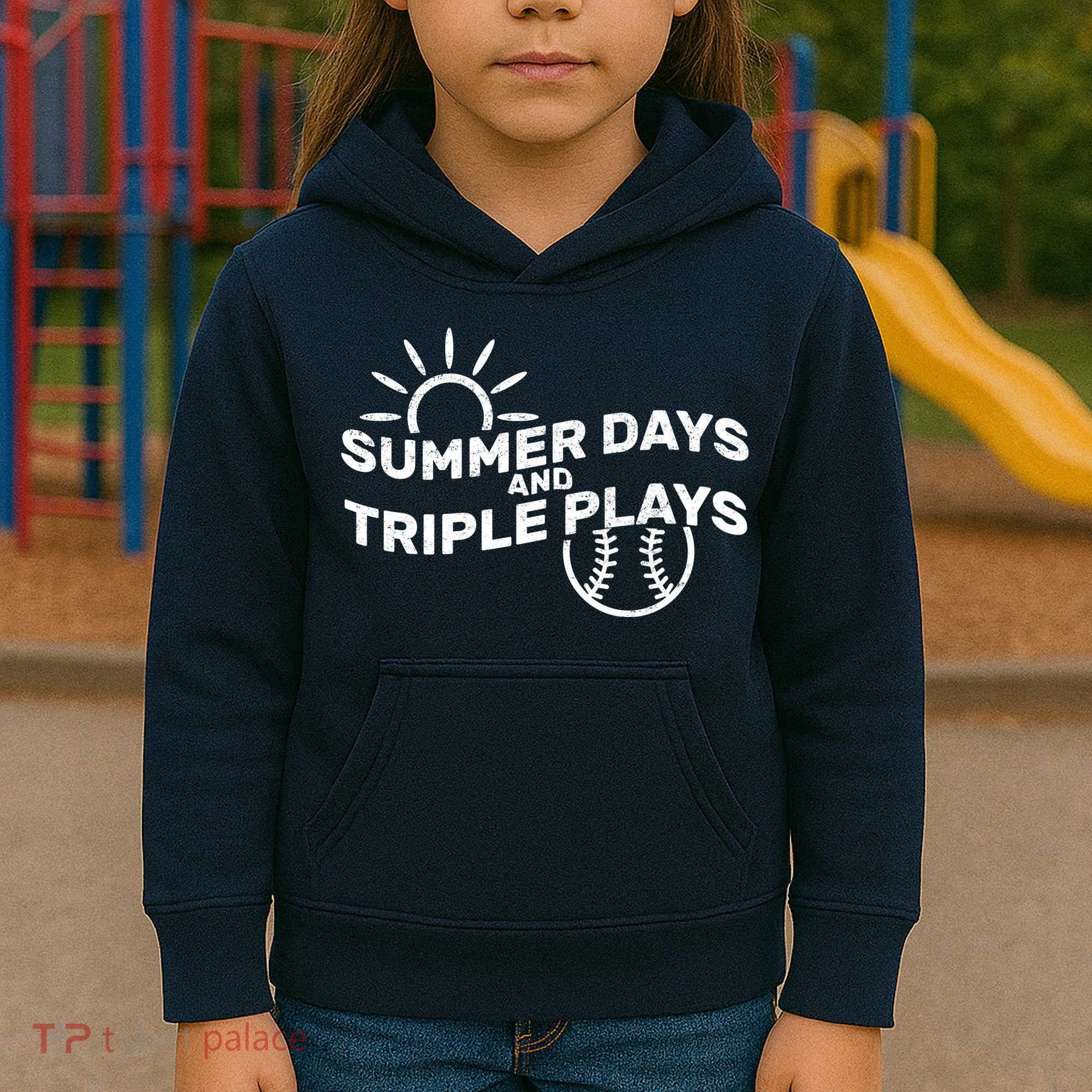 Summer Days And Triple Plays Kids Hoodie