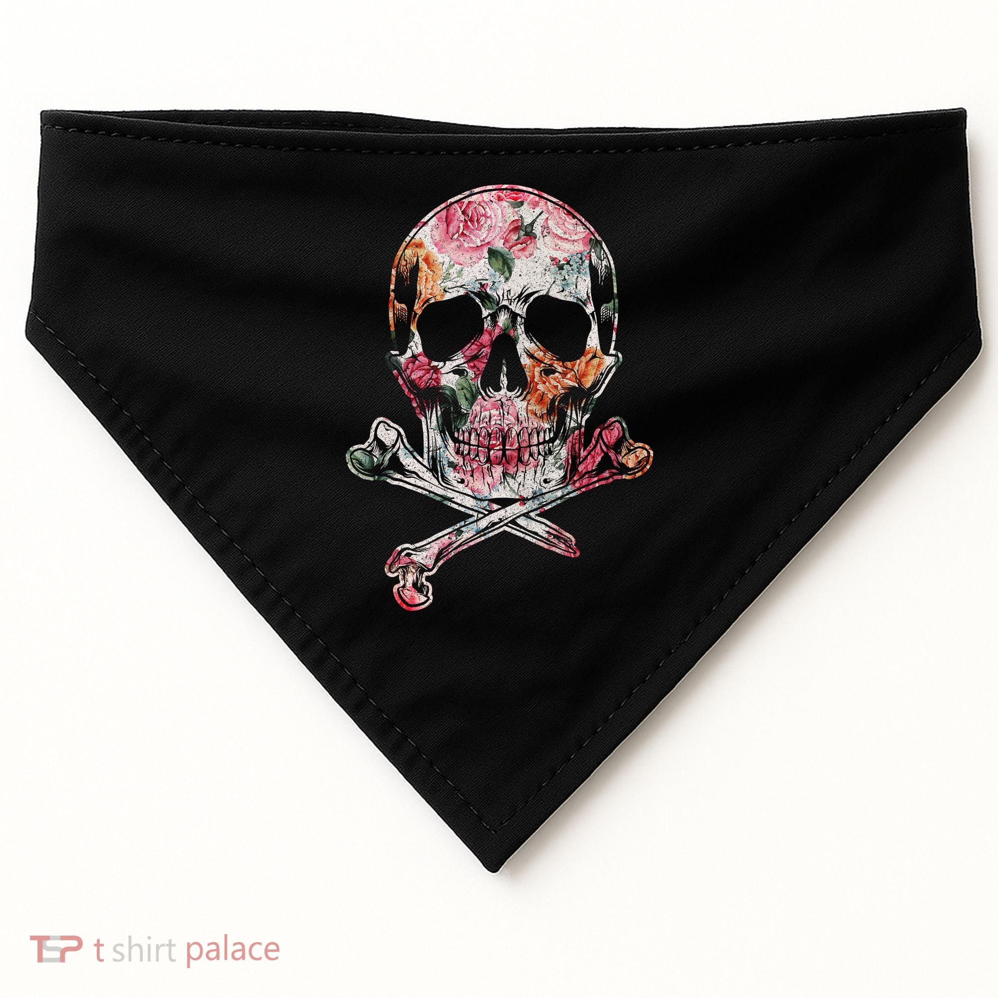 Summer Flower Skull USA-Made Doggie Bandana
