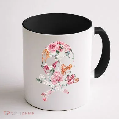 Summer Flower Skull Coffee Mug back