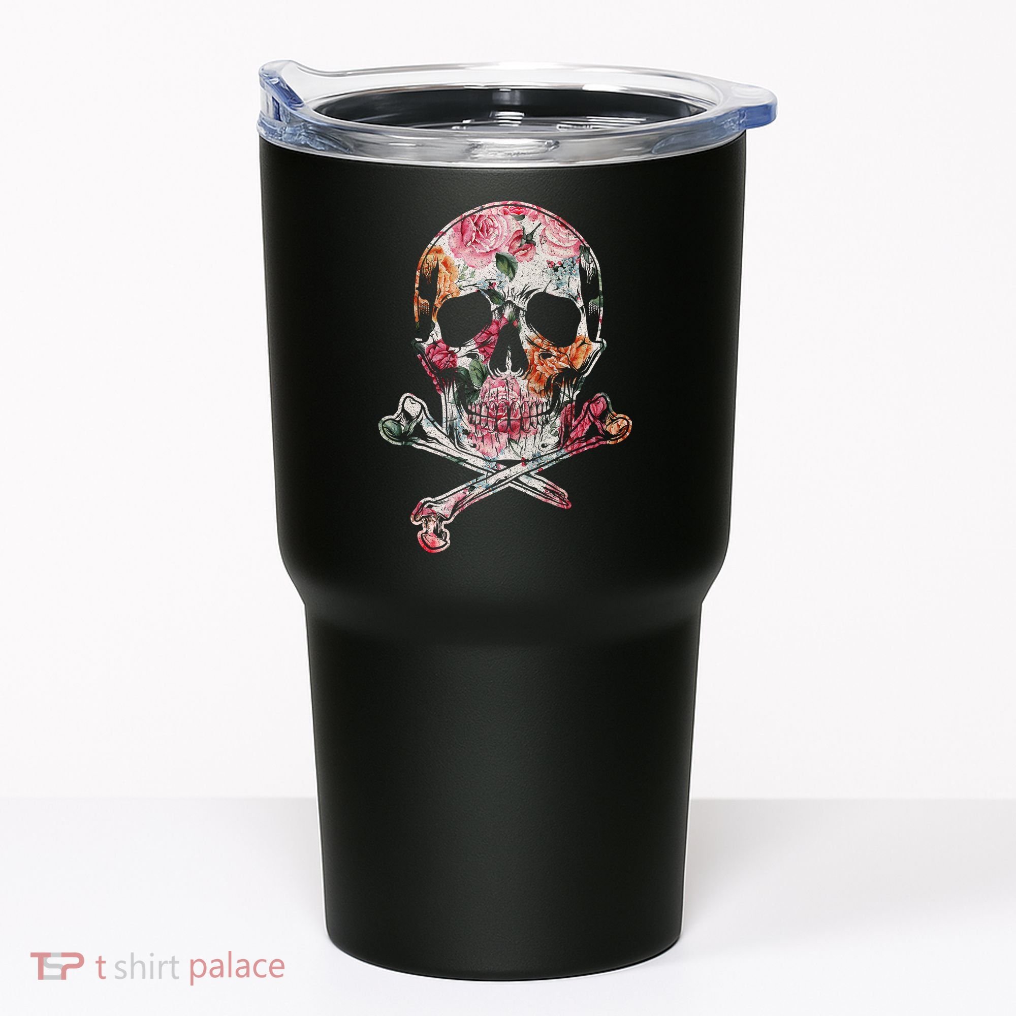 Summer Flower Skull Tumbler