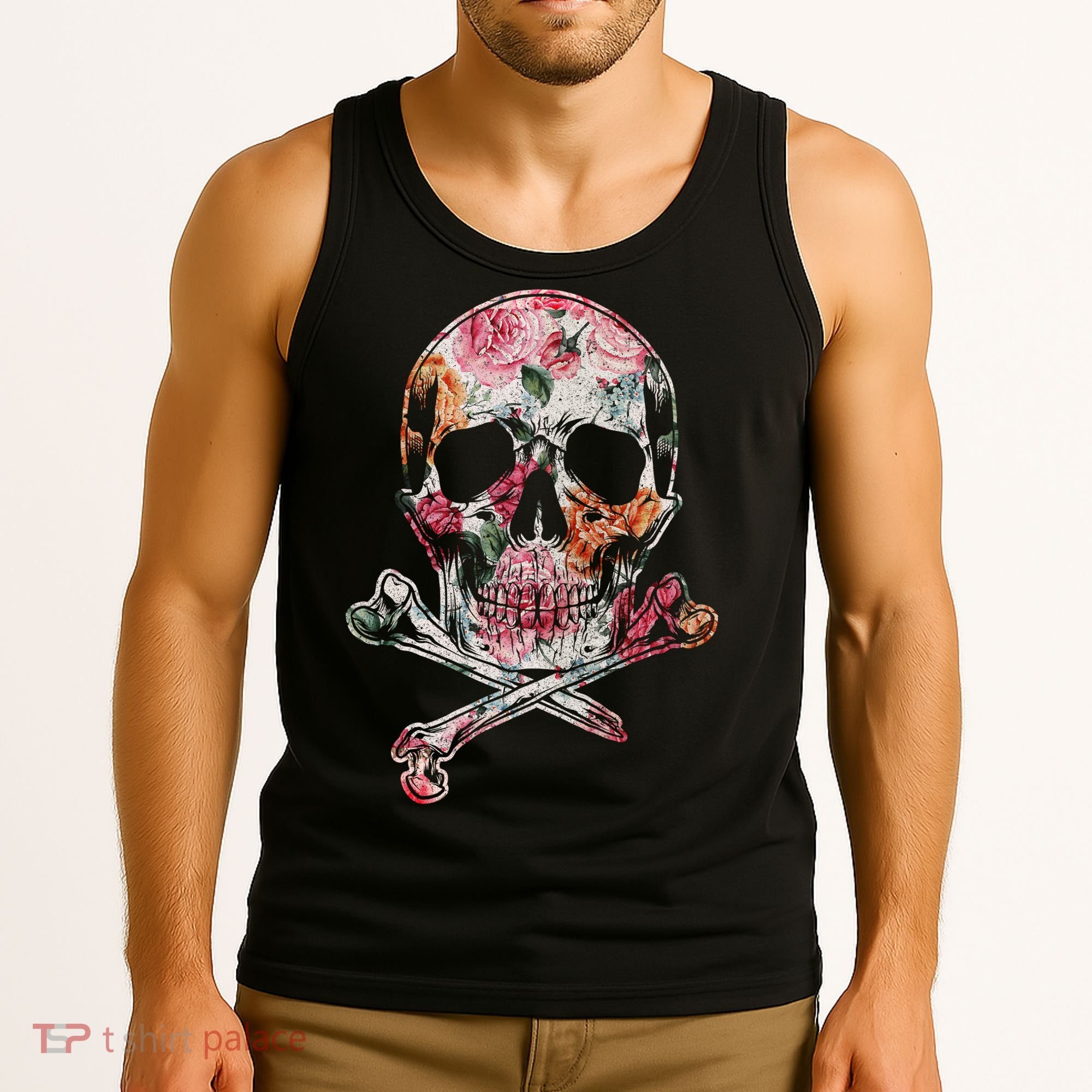 Summer Flower Skull Tank Top