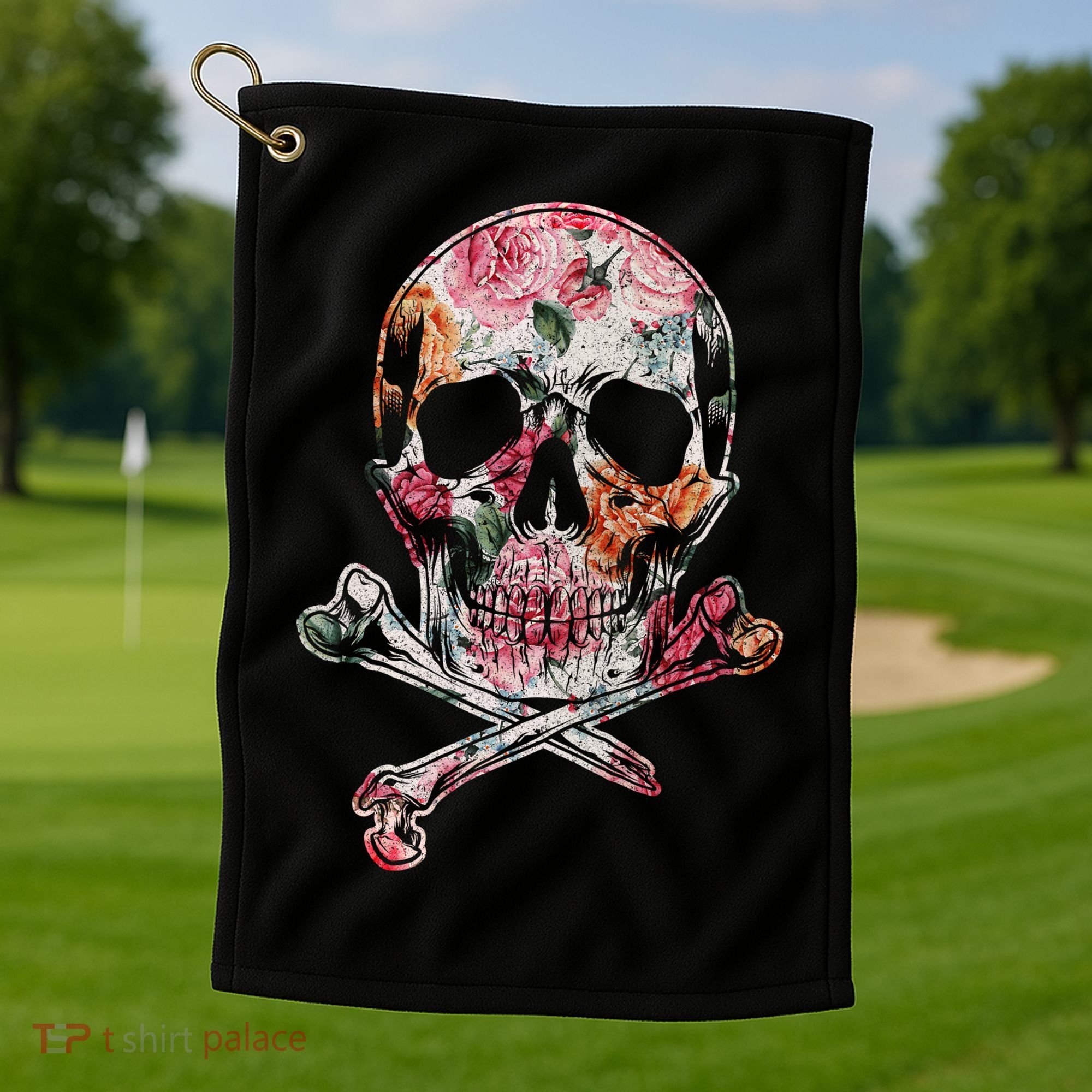 Summer Flower Skull Golf Towel