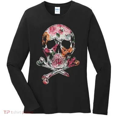 Summer Flower Skull Women's Long Sleeve Shirt