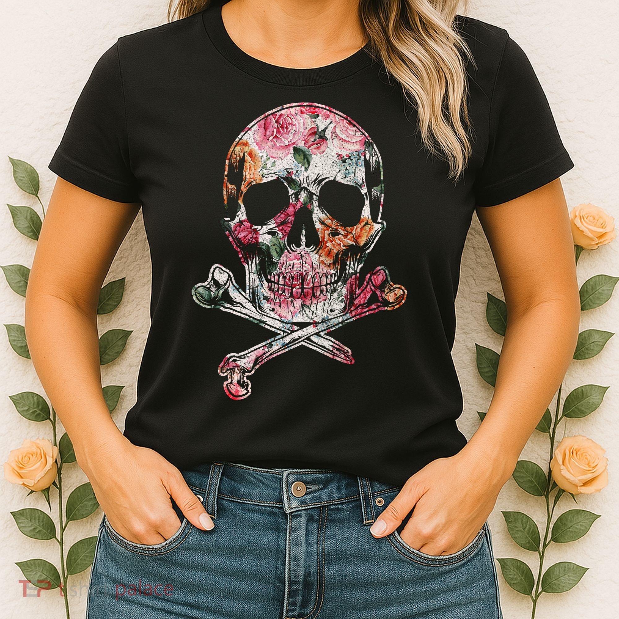Summer Flower Skull Women's T-Shirt
