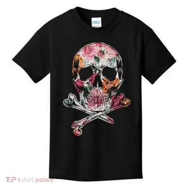 Summer Flower Skull Kids T-Shirt