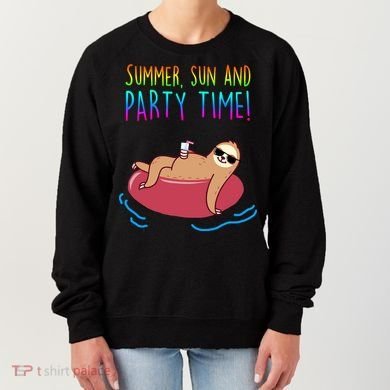 Summer Sun And Party Time Sloth Loungin Women's Sweatshirt