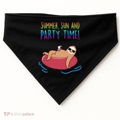 Summer Sun And Party Time Sloth Loungin USA-Made Doggie Bandana