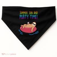 Summer Sun And Party Time Sloth Loungin USA-Made Doggie Bandana thumb 0