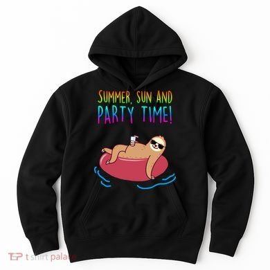 Summer Sun And Party Time Sloth Loungin Hoodie