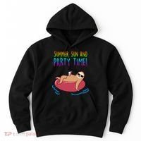 Summer Sun And Party Time Sloth Loungin Hoodie thumb 0
