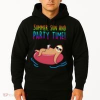 Summer Sun And Party Time Sloth Loungin Hoodie thumb 2