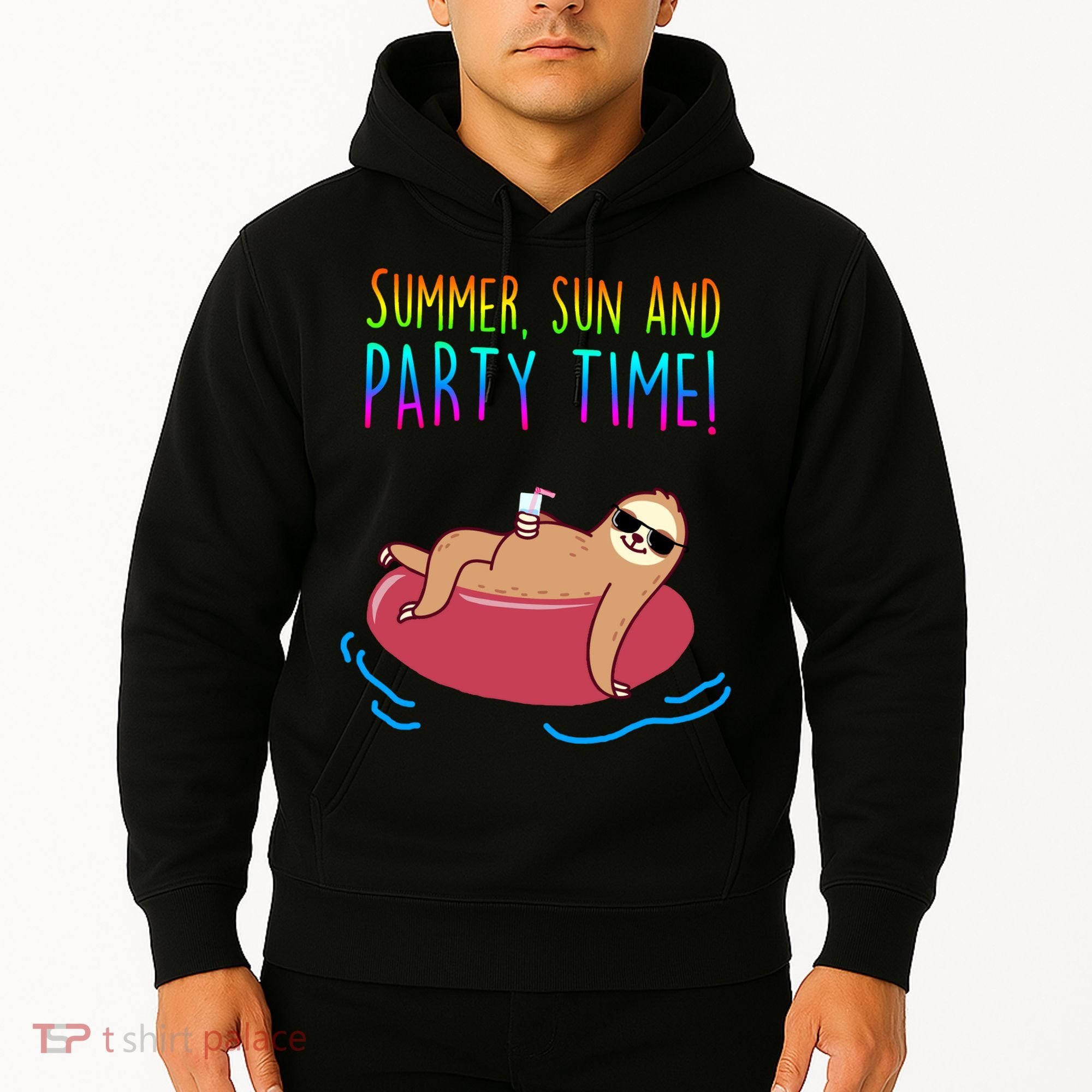 Summer Sun And Party Time Sloth Loungin Hoodie