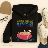 Summer Sun And Party Time Sloth Loungin Hoodie thumb 4
