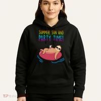 Summer Sun And Party Time Sloth Loungin Hoodie thumb 5