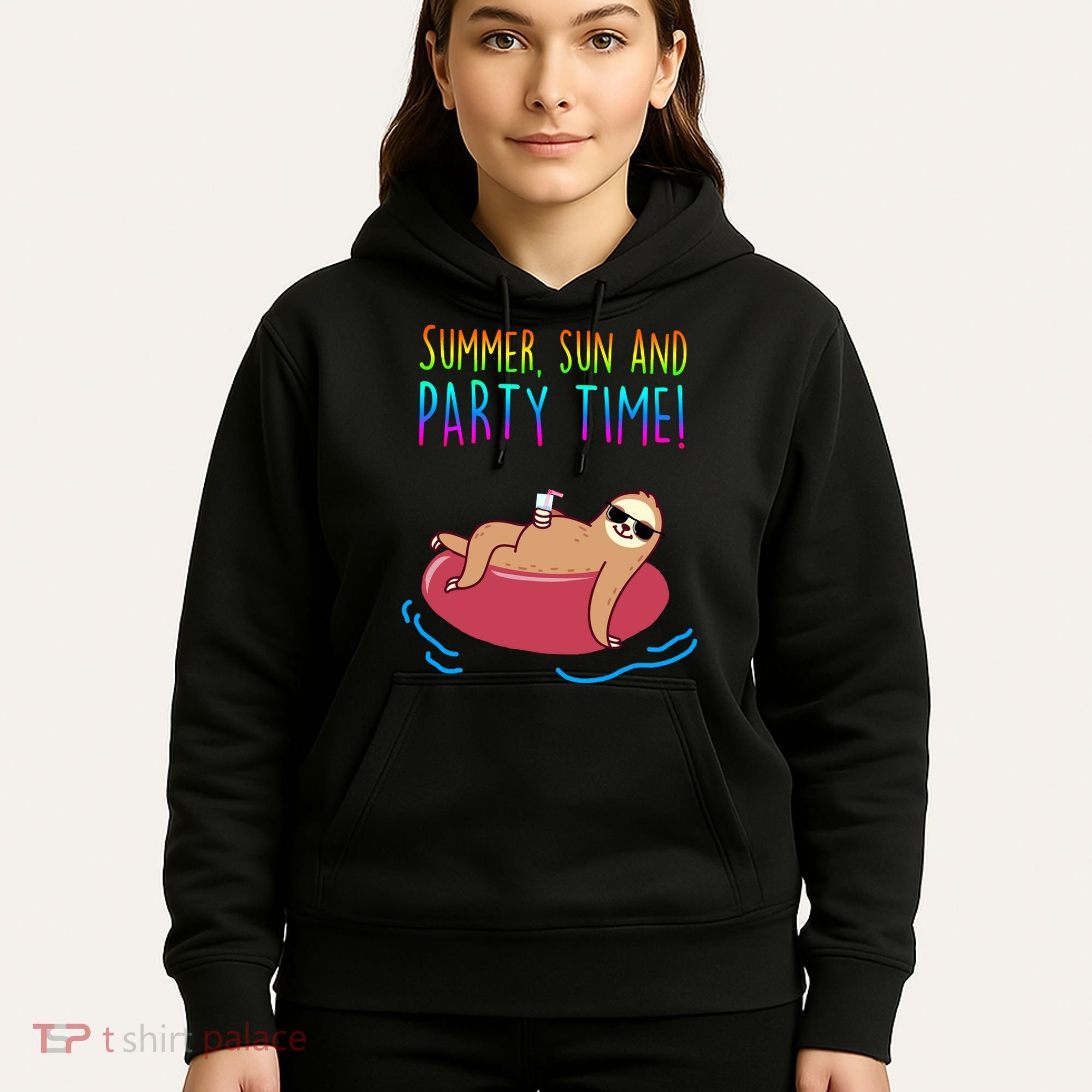Summer Sun And Party Time Sloth Loungin Hoodie