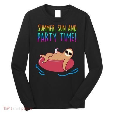 Summer Sun And Party Time Sloth Loungin Long Sleeve Shirt