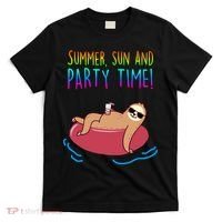 Summer Sun And Party Time Sloth Loungin T-Shirt thumb 0