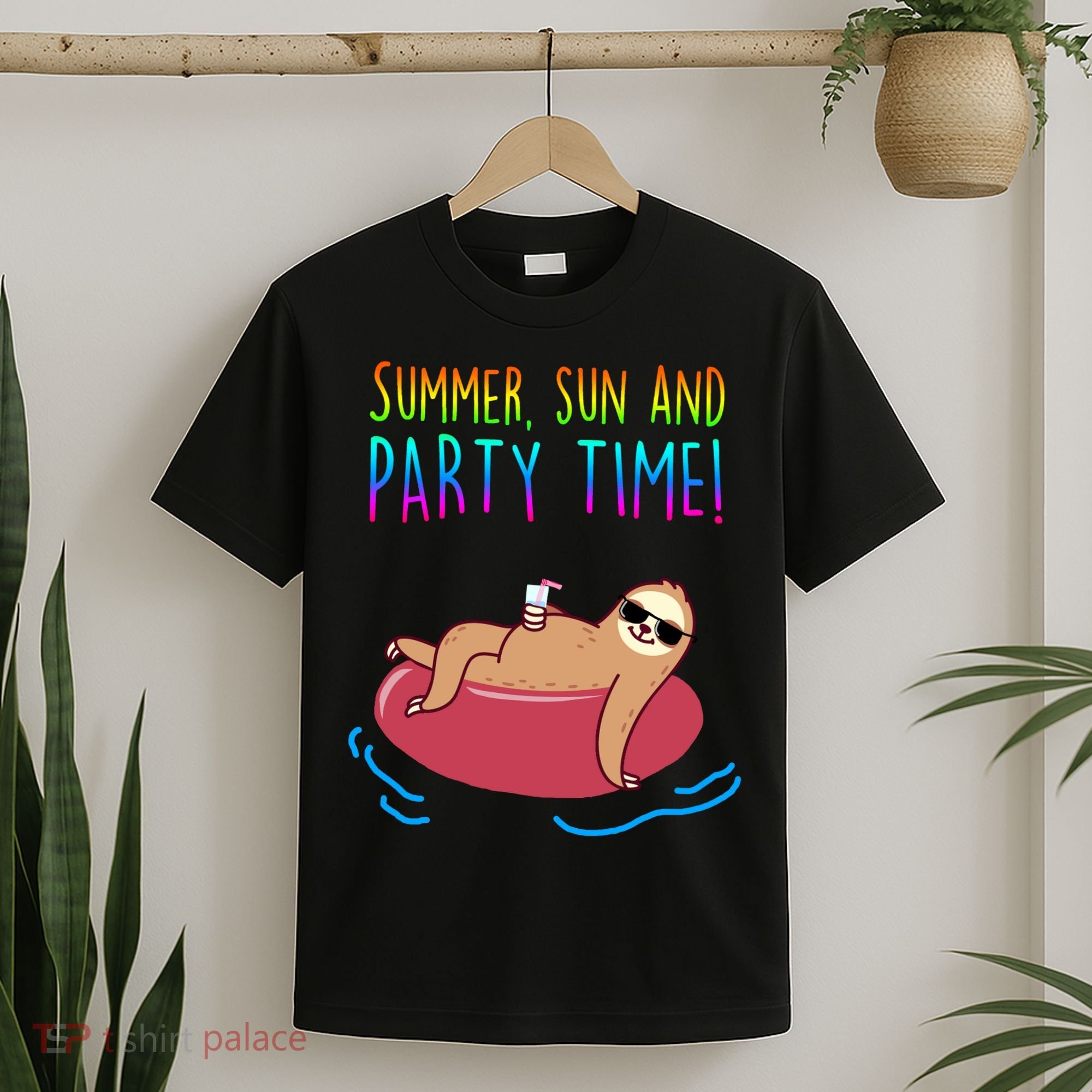 Summer Sun And Party Time Sloth Loungin T-Shirt