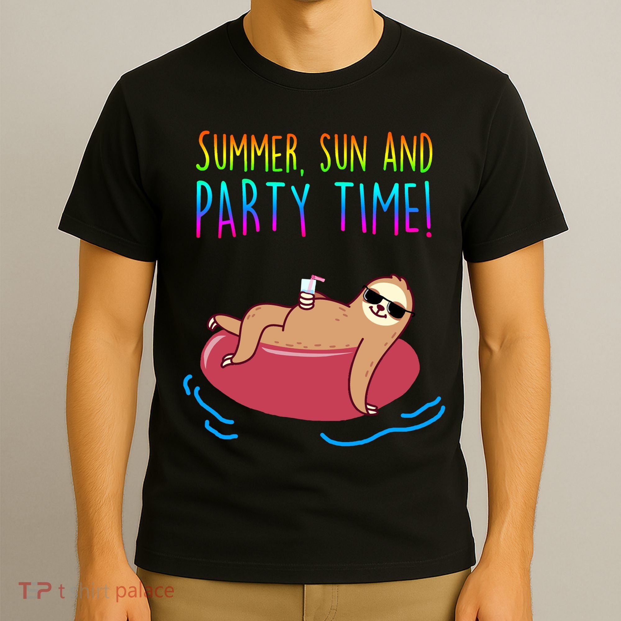 Summer Sun And Party Time Sloth Loungin T-Shirt